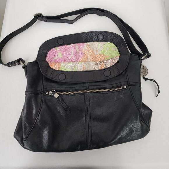 The Sak Black Leather Crossbody Adjustable Strap Rock Boho Grunge Costal Cowgirl - Picture 12 of 16